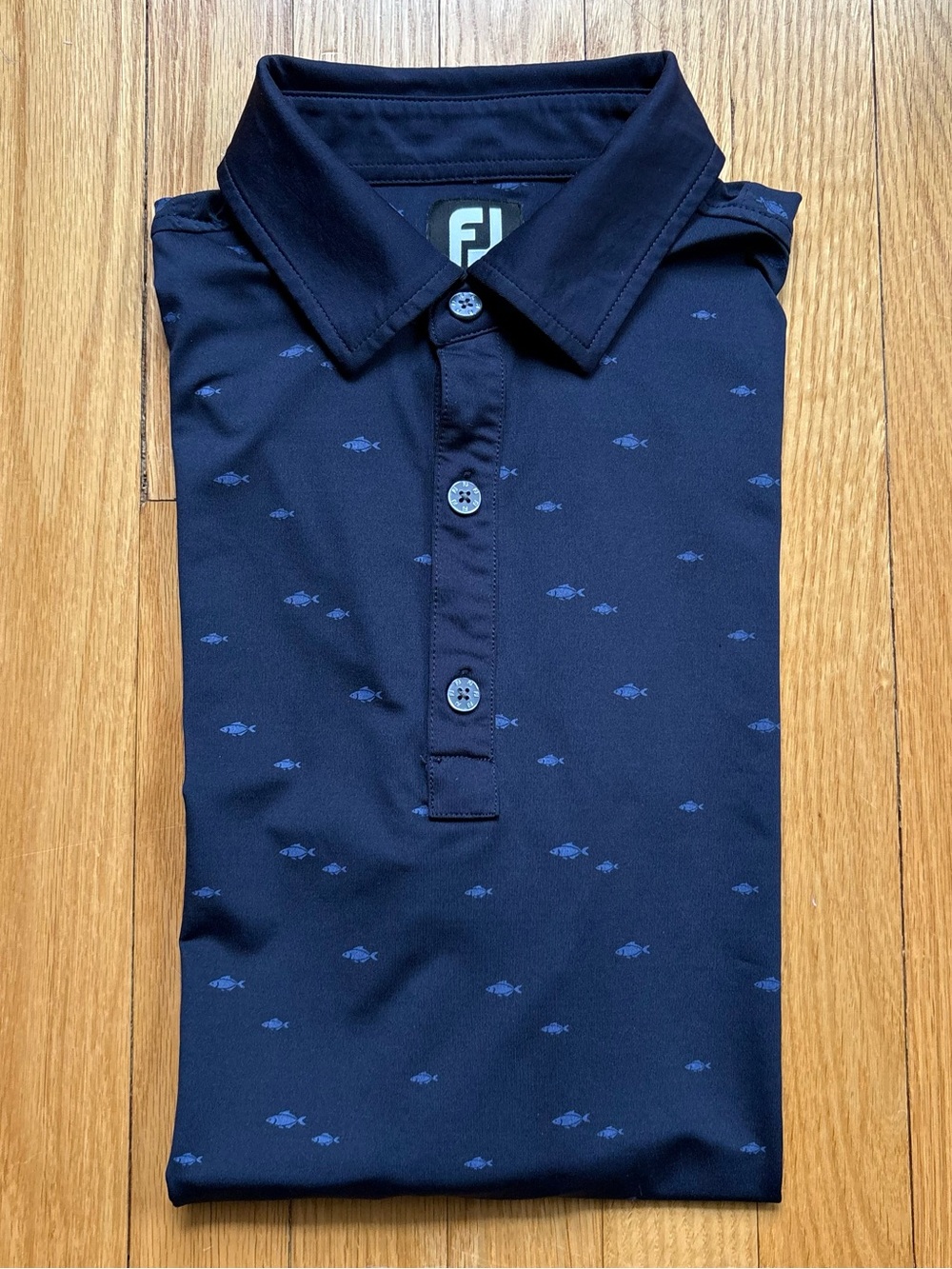 FootJoy Golf Men’s Short Sleeve Golf Polo Shirt Small Blue Shark Pattern